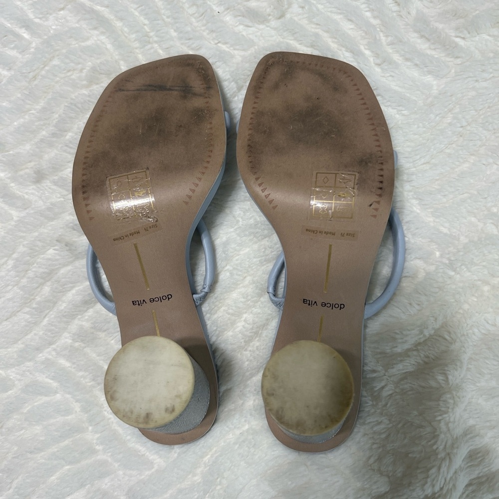 Dolce Vita Noles Light Blue Silver Block Heel Sandals 7.5 - Picture 11 of 14